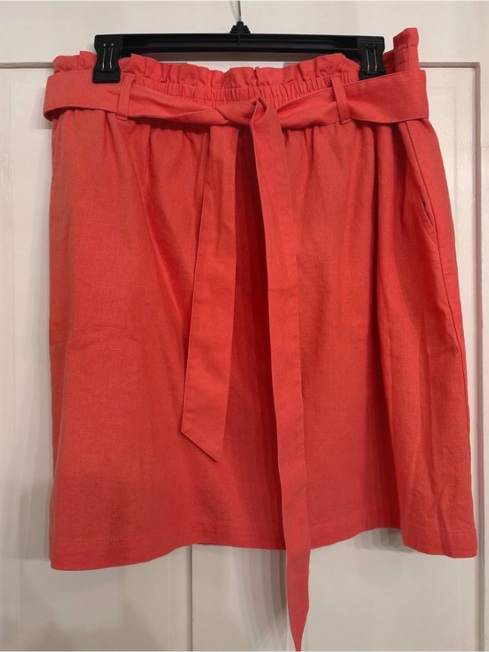 J.Crew Women's Coral Paperbag Waist Belted Skirt